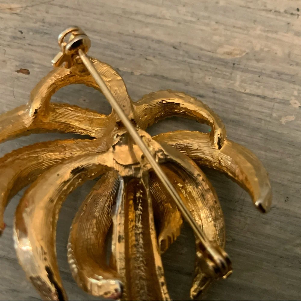 Gold &‎ Silver Tone Palm Tree Brooch Pin Like New